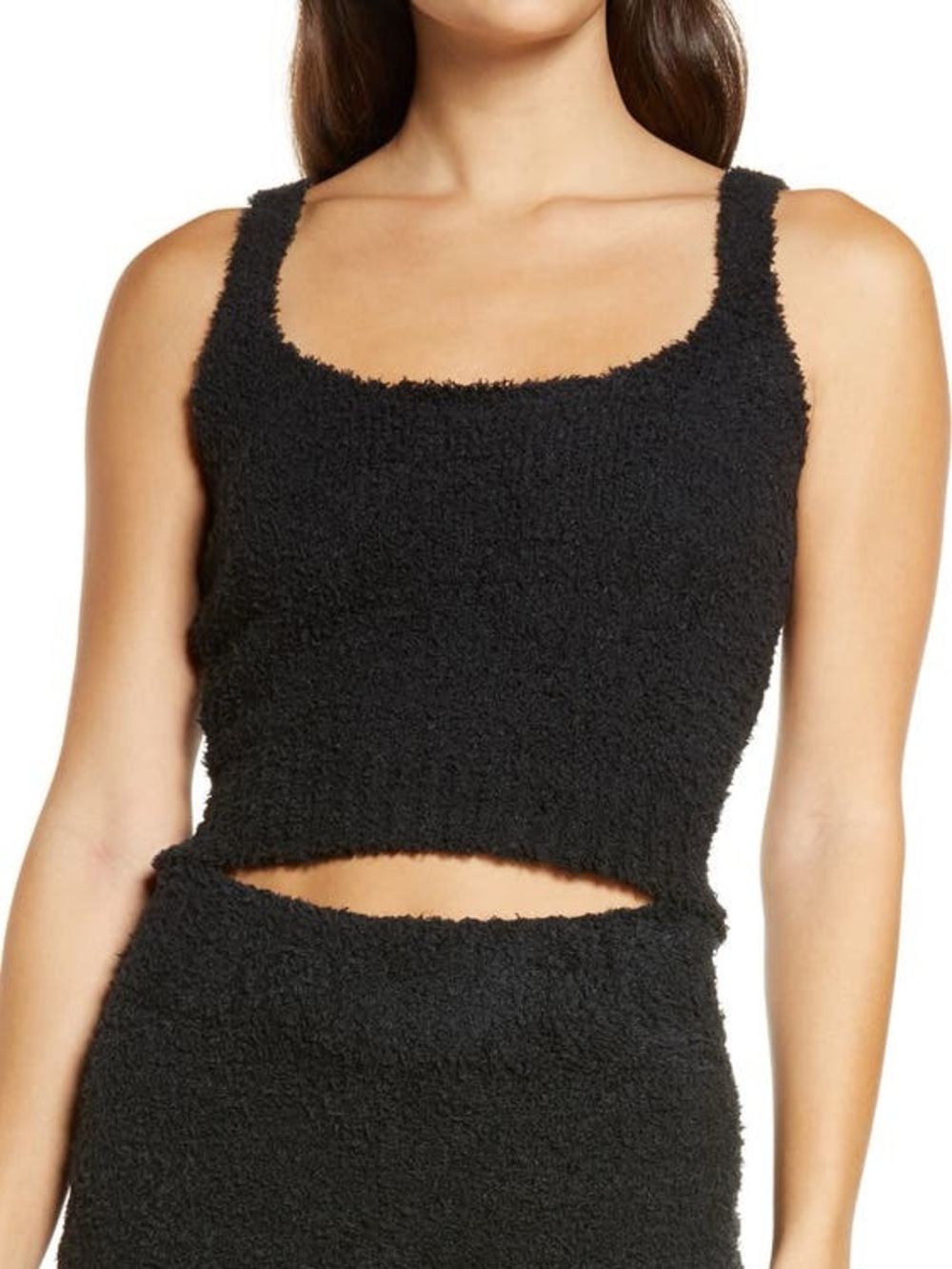 SKIMS Black Fuzzy Tank Top